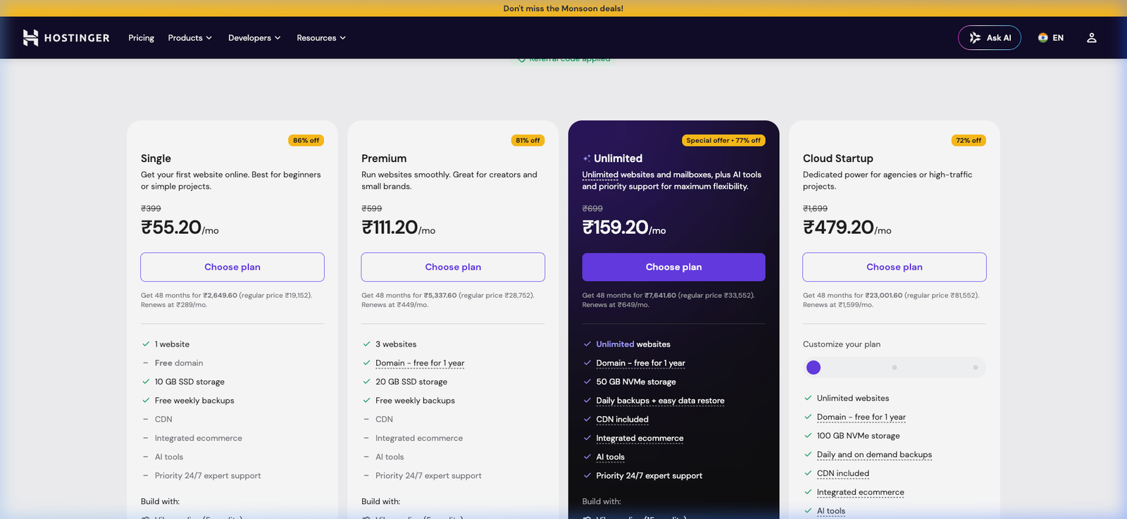 Hostinger Official Pricing Plans & Verified Discount with Code WORDLORD